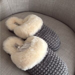 UGG Women's Gray and Cream Cozy Slippers. Hard bottom. Brand New.